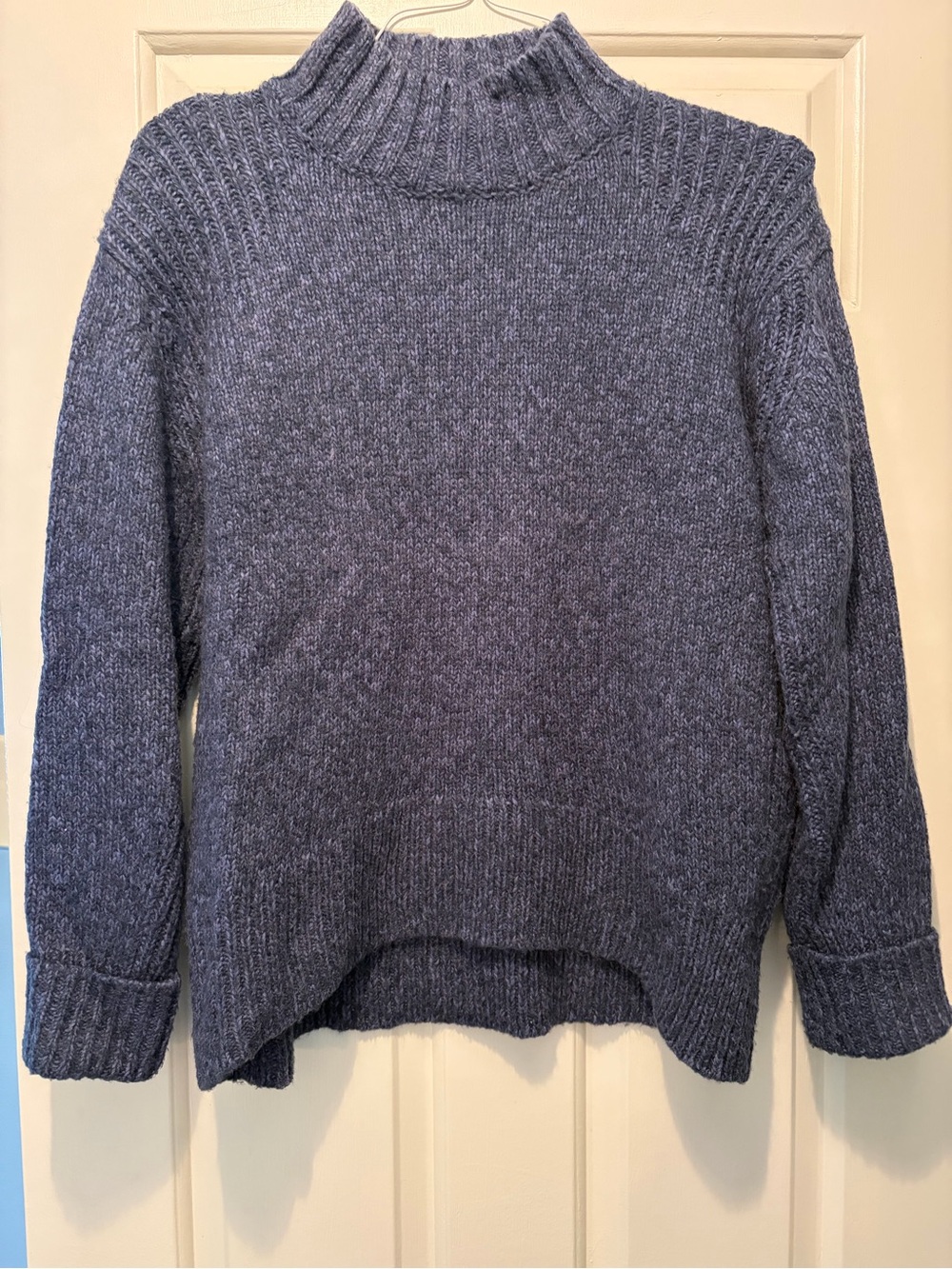 Fat Face Cozy Mock Neck Women's Sweater in Heather Navy